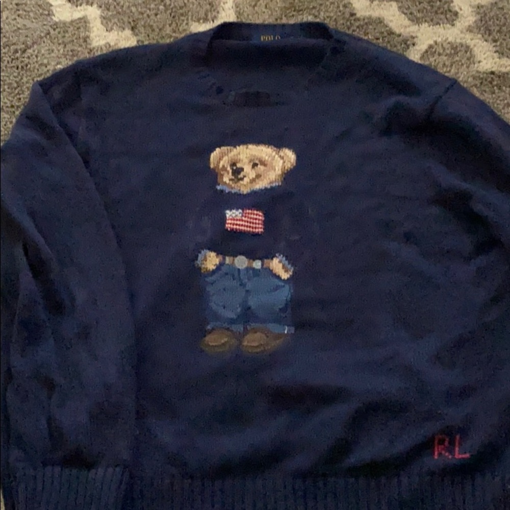 Men’s Polo Bear XXL navy blue sweater $90